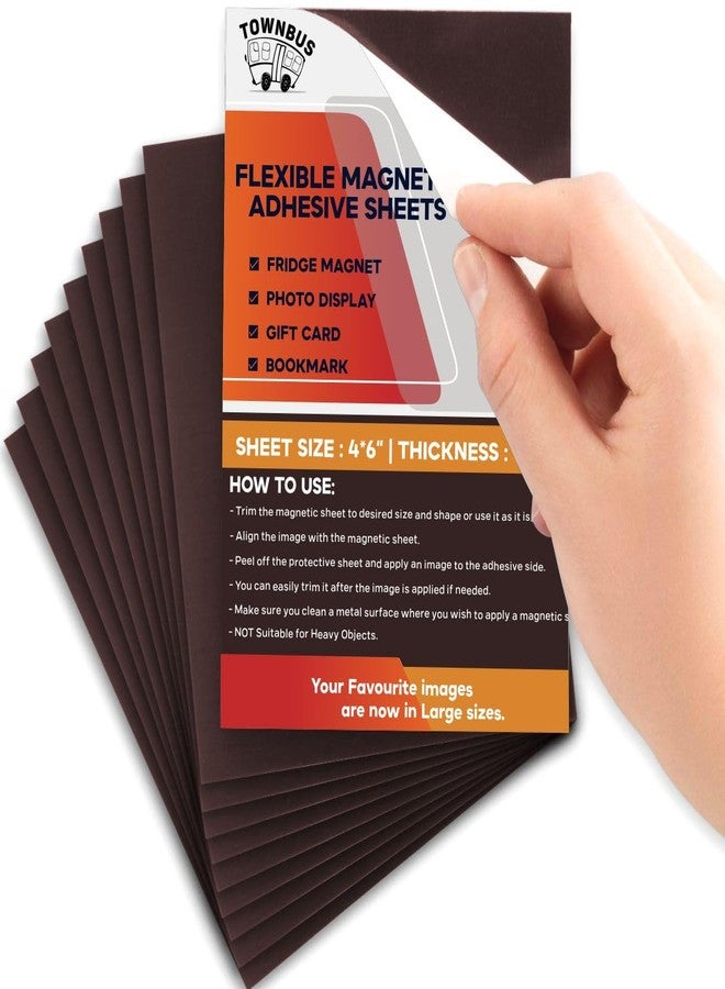 TOWNBUS Pack of 5 | 4"x6" | 0.5mm Self Adhesive Magnetic Sheet | Just Peel Paste and Place to Make Your Craft, Photos a Magnet | DIY Crafts | Kids-Friendly - Image 1